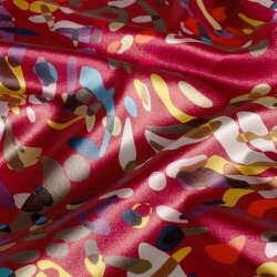 Polyester Satin bunte Kleckse - dunkelrot