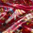 Polyester Satin bunte Kleckse - dunkelrot