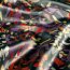 Polyester Satin bunte Kleckse - stahlgrau