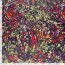 Polyester Satin bunte Kleckse - stahlgrau