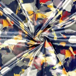 Polyester Satin bunte Kunst - stahlblau