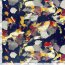 Polyester Satin bunte Kunst - stahlblau