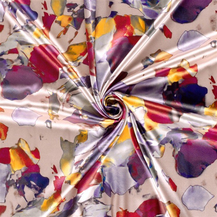 Polyester Satin bunte Kunst - hellaltrosa