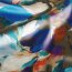 Polyester Satin bunte Kunst - kaltbraun