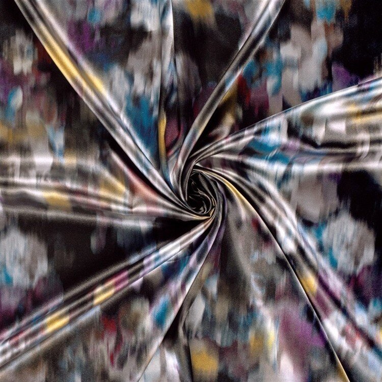 Polyester Satin verschwommene Kunst - stahlblau