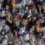Polyester Satin verschwommene Kunst - stahlblau
