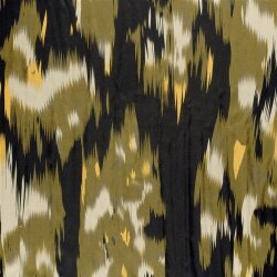 Polyester Satin große Farbtupfen - schwarz