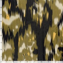 Polyester Satin große Farbtupfen - schwarz