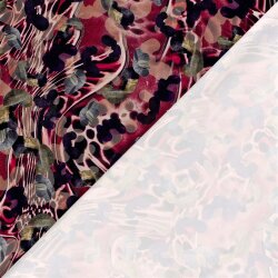 Polyester Satin bunte Tierfellkunst - dunkelrot