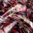 Polyester Satin bunte Tierfellkunst - dunkelrot