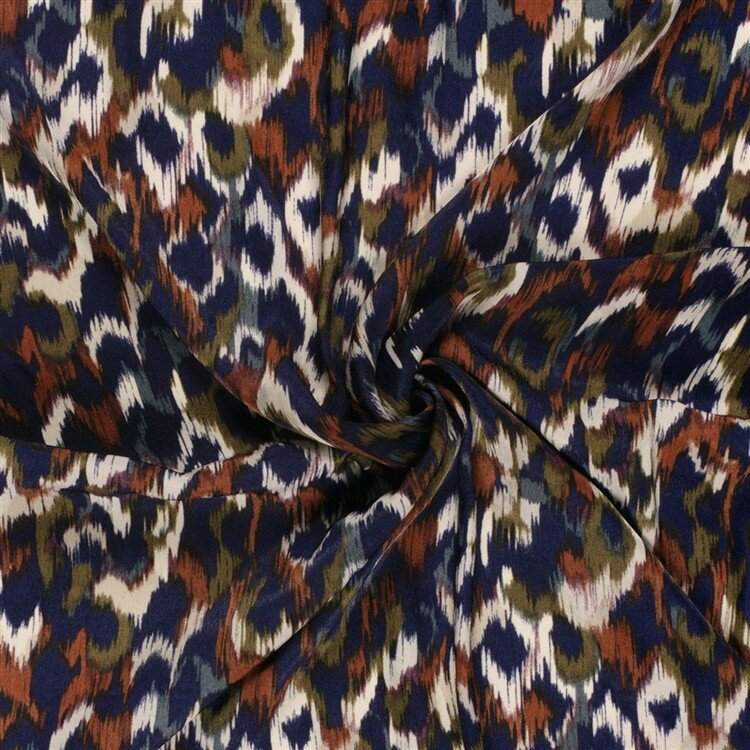 Polyester Satin Samt verschwommene Kreise - dunkelblau