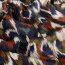 Polyester Satin Samt verschwommene Kreise - dunkelblau