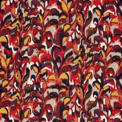 Polyester Satin Samt abstrakte Blätterranken - dunkelrot