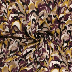 Polyester Satin Samt abstrakte Blätterranken - lila