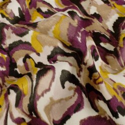 Polyester Satin Samt abstrakte Blätterranken - lila