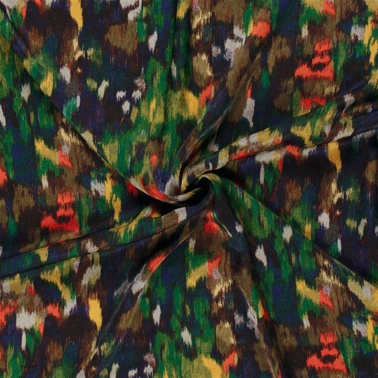 Polyester Satin Samt bunte Kunst - stahlblau