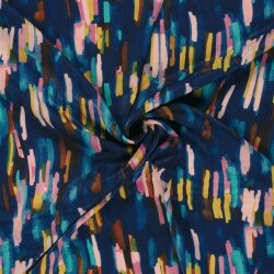 Polyester Satin Samt bunte Streifenkunst - stahlblau