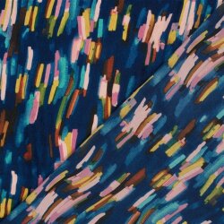Polyester Satin Samt bunte Streifenkunst - stahlblau
