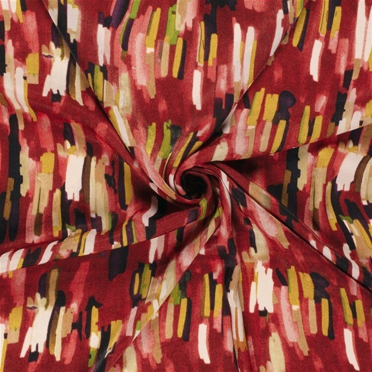 Polyester Satin Samt bunte Streifenkunst - paprikarot