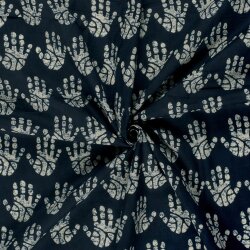 Baumwollvoile Batik-Handabdrücke - dunkel indigo