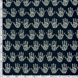 Baumwollvoile Batik-Handabdrücke - dunkel indigo