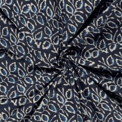 Baumwollvoile Blätter - dunkel indigo