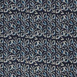 Baumwollvoile Blätter - dunkel indigo