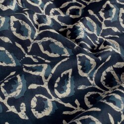 Baumwollvoile Blätter - dunkel indigo