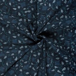 Baumwollvoile Blumenranken - dunkel indigo