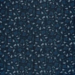 Baumwollvoile Blumenranken - dunkel indigo