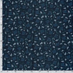 Baumwollvoile Blumenranken - dunkel indigo