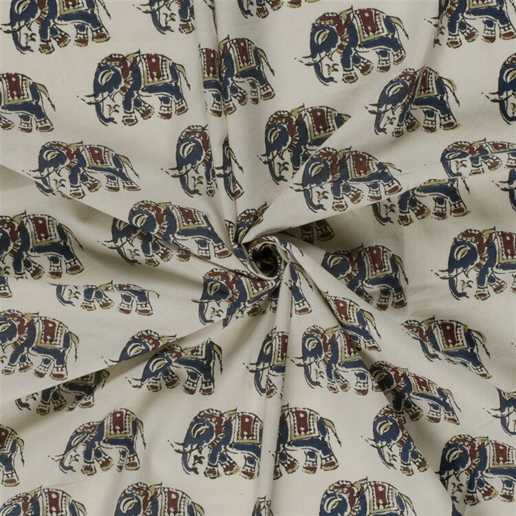 Baumwollvoile Elefant - hellbeige