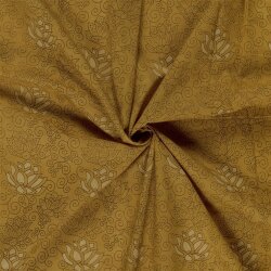 Baumwollvoile Lotusblume - curry