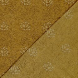 Baumwollvoile Lotusblume - curry