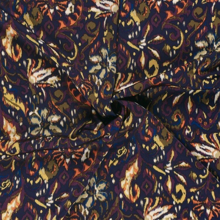Satin Duchesse Paisley - dunkelblau