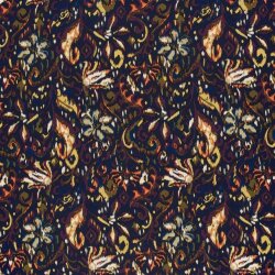 Satin Duchesse Paisley - dunkelblau