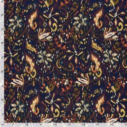 Satin Duchesse Paisley - dunkelblau