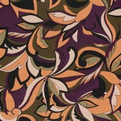 Satin Duchesse bunte Blumenmuster - korall