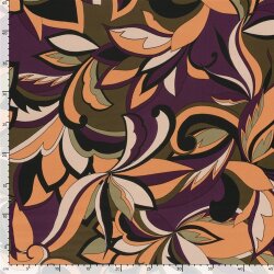 Satin Duchesse bunte Blumenmuster - korall