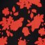 Viskosesatin Blumen - schwarz/orangerot