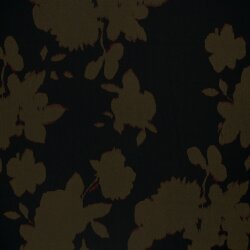 Viskosesatin Blumen - schwarz/kaltbraun