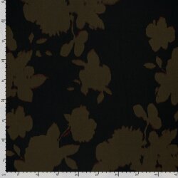 Viskosesatin Blumen - schwarz/kaltbraun