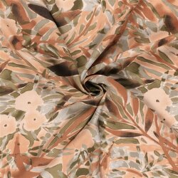 Viskose Twill Blumenmuster - soft ziegelrot
