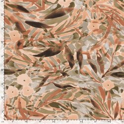 Viskose Twill Blumenmuster - soft ziegelrot