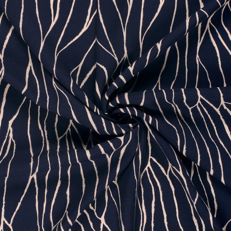 Viskose Twill Streifenmuster - dunkelblau