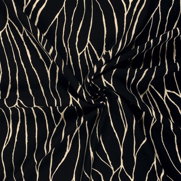 Viskose Twill Streifenmuster - schwarz