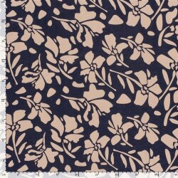 Viskose Nylon Jersey Twill Blumen - dunkelblau