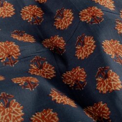 Baumwollvoile Blumenfeld - dunkel indigo