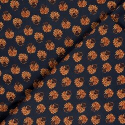 Baumwollvoile Blumenfeld - dunkel indigo