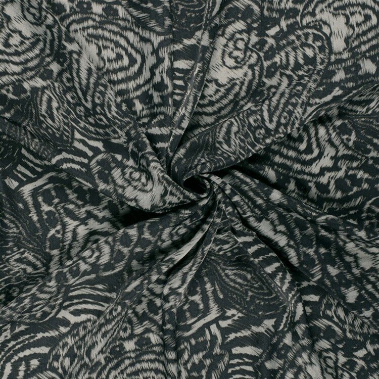 Polyester Satin Samt Paisley Kunst - grau